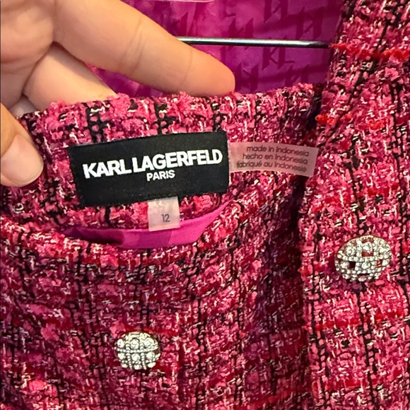 Karl Lagerfeld Hot Pink Tweed Jacket and Skirt Set - Picture 5 of 9